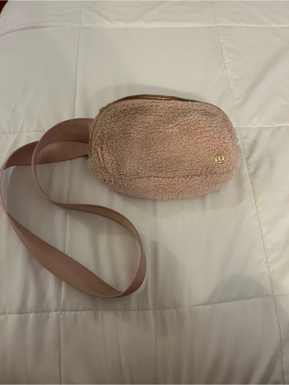 Plush Fleece Crossbody Belt Bag - Blush Pink